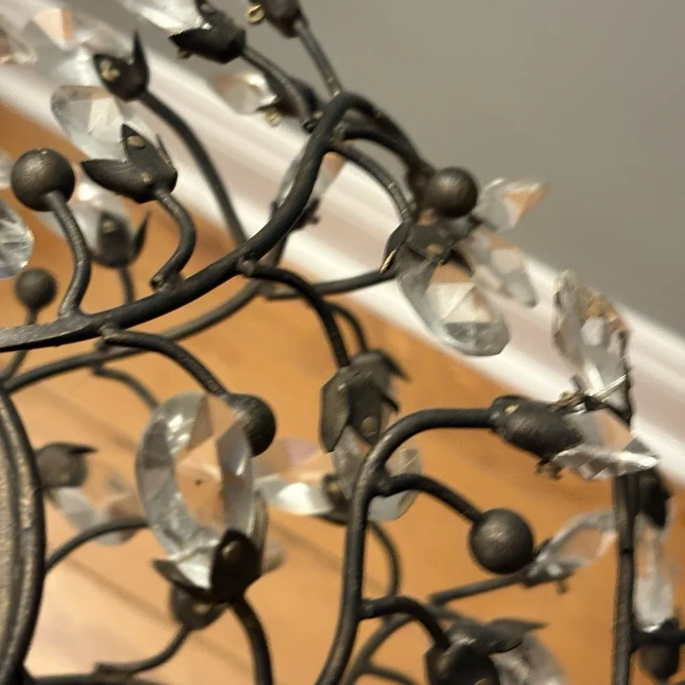 Wrought Iron Acrylic Crystal‎ Chandelier Bronze Wire Branch Crystal Cottage Look